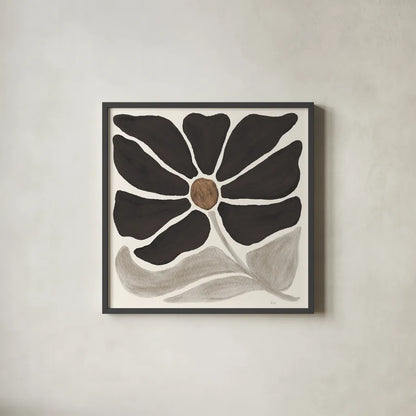Modern Petals V Neutral by Veronique Charron. Shown in a sleek black glass frame for a contemporary gallery look. Available as an archival giclee rolled canvas, fine art paper, or poster print. SKU 89116a.