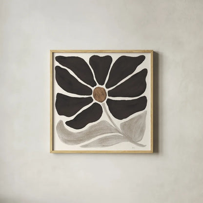 Modern Petals V Neutral by Veronique Charron. Shown in a natural wood glass frame for a timeless modern aesthetic. Available as an archival giclee rolled canvas, fine art paper, or poster print. SKU 89116a.