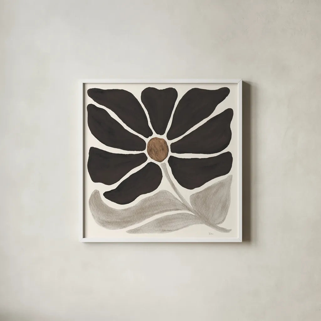 Modern Petals V Neutral by Veronique Charron. Shown in a crisp white glass frame for a clean and minimalist style. Available as an archival giclee rolled canvas, fine art paper, or poster print. SKU 89116a.