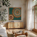 Moroccan Kasbah II by Veronique Charron. Shown in a natural wood frame in a cozy modern living room. Available as an archival giclee rolled canvas, fine art paper, or poster print. SKU 74271a.