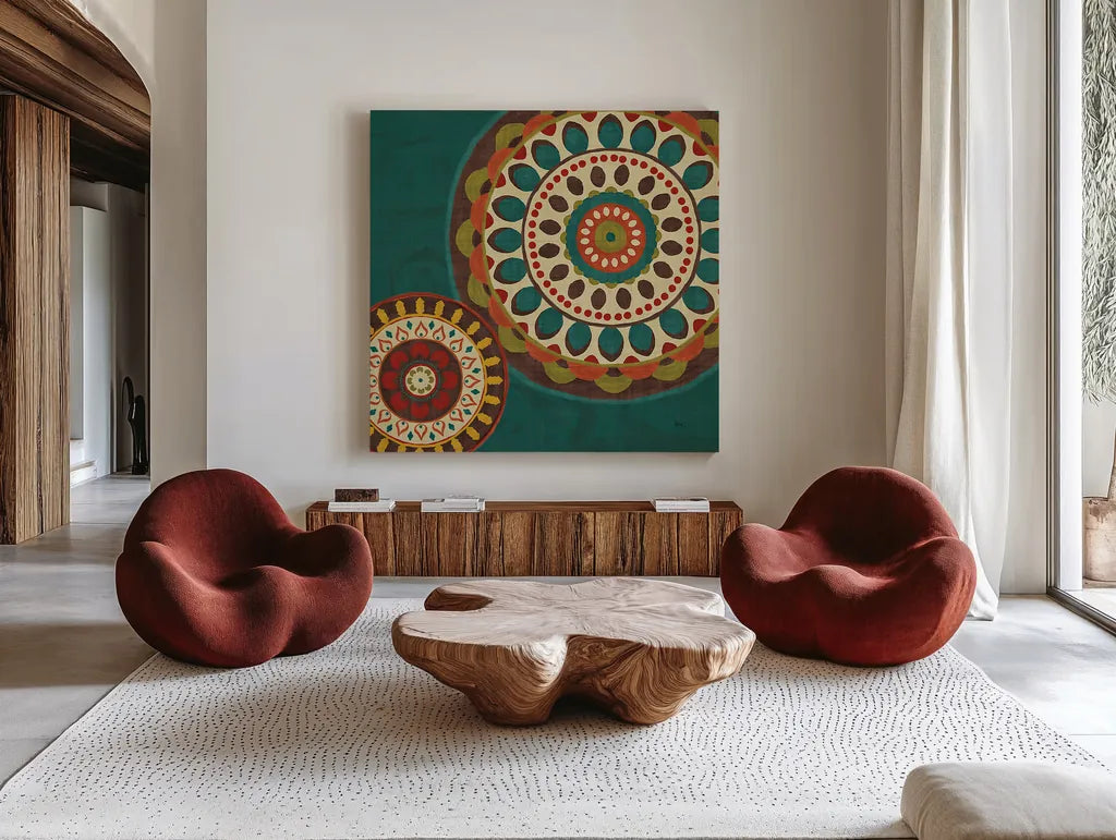 Moroccan Kasbah II by Veronique Charron. Shown as extra-large giant wall art in a modern living room. Available as an archival giclee rolled canvas, fine art paper, or poster print. SKU 74271a.