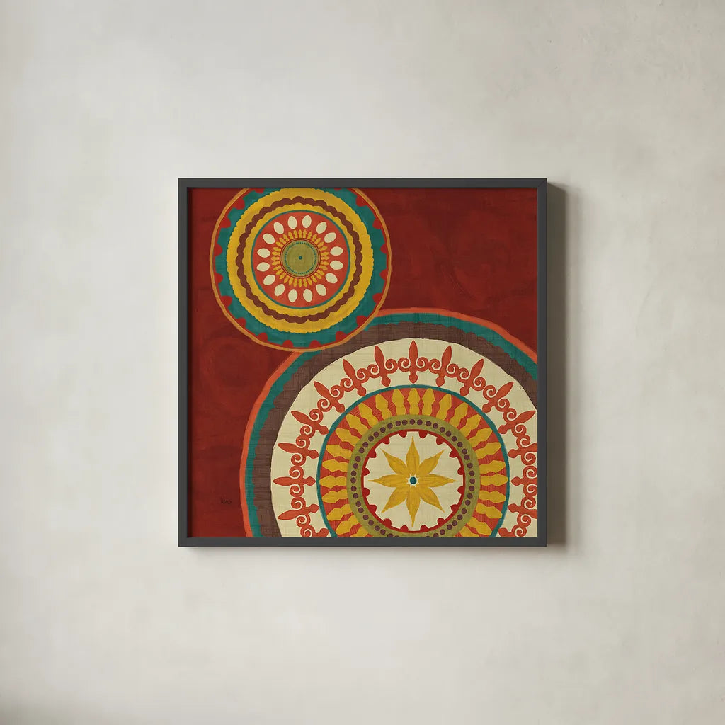 Moroccan Kasbah III by Veronique Charron. Shown in a sleek black glass frame for a contemporary gallery look. Available as an archival giclee rolled canvas, fine art paper, or poster print. SKU 74272a.