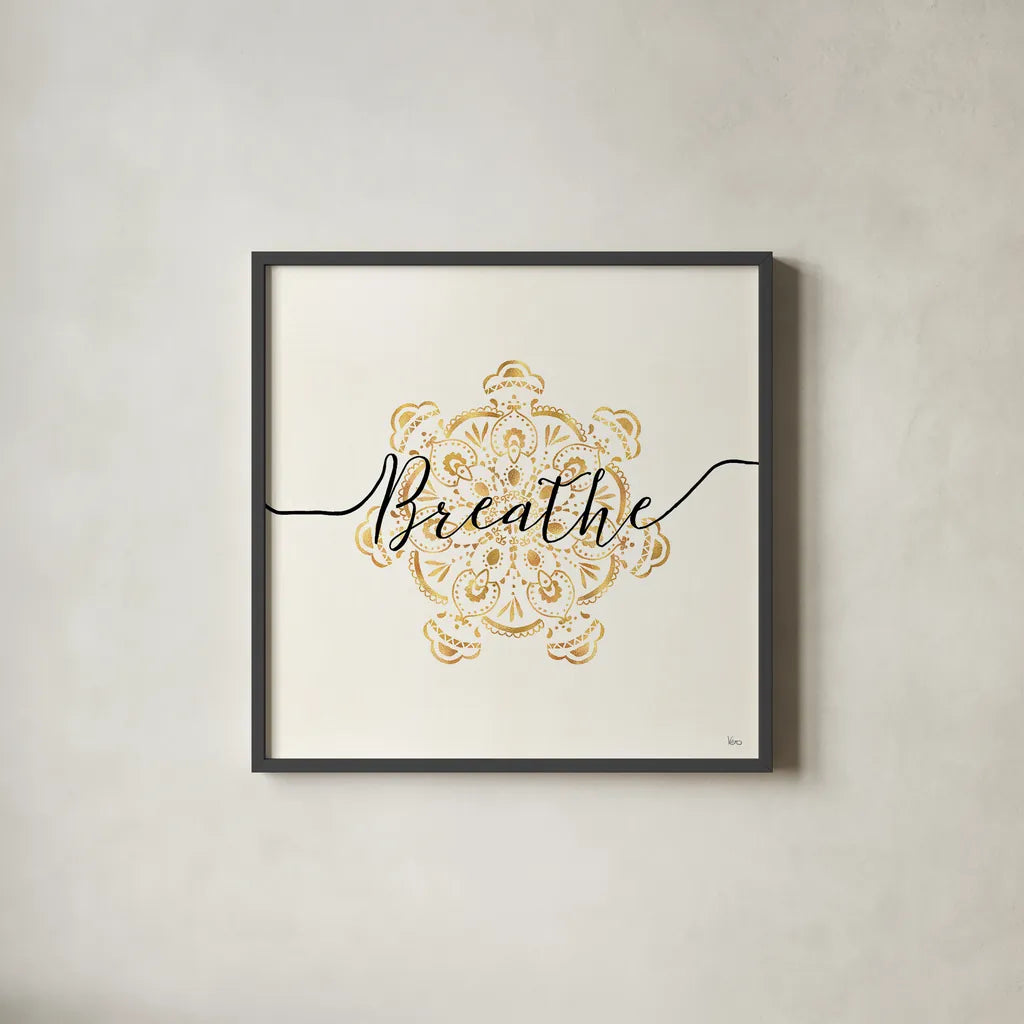 Namaste II by Veronique Charron. Shown in a sleek black glass frame for a contemporary gallery look. Available as an archival giclee rolled canvas, fine art paper, or poster print. SKU 29869a.