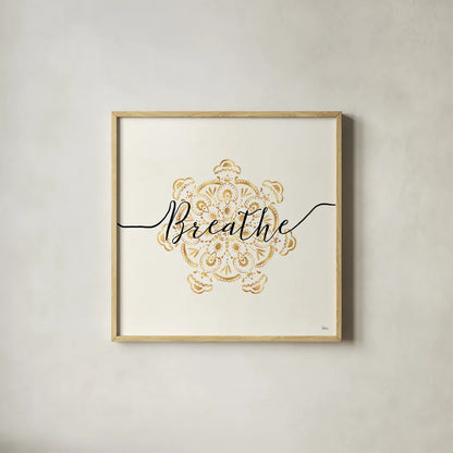 Namaste II by Veronique Charron. Shown in a natural wood glass frame for a timeless modern aesthetic. Available as an archival giclee rolled canvas, fine art paper, or poster print. SKU 29869a.