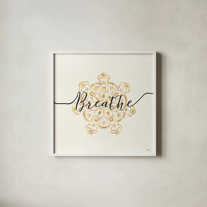 Namaste II by Veronique Charron. Shown in a crisp white glass frame for a clean and minimalist style. Available as an archival giclee rolled canvas, fine art paper, or poster print. SKU 29869a.
