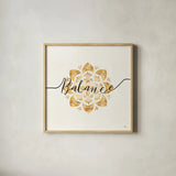 Namaste IV by Veronique Charron. Shown in a natural wood glass frame for a timeless modern aesthetic. Available as an archival giclee rolled canvas, fine art paper, or poster print. SKU 29871a.