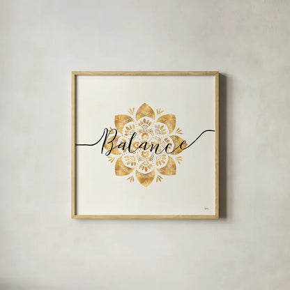 Namaste IV by Veronique Charron. Shown in a natural wood glass frame for a timeless modern aesthetic. Available as an archival giclee rolled canvas, fine art paper, or poster print. SKU 29871a.