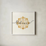 Namaste IV by Veronique Charron. Shown in a crisp white glass frame for a clean and minimalist style. Available as an archival giclee rolled canvas, fine art paper, or poster print. SKU 29871a.