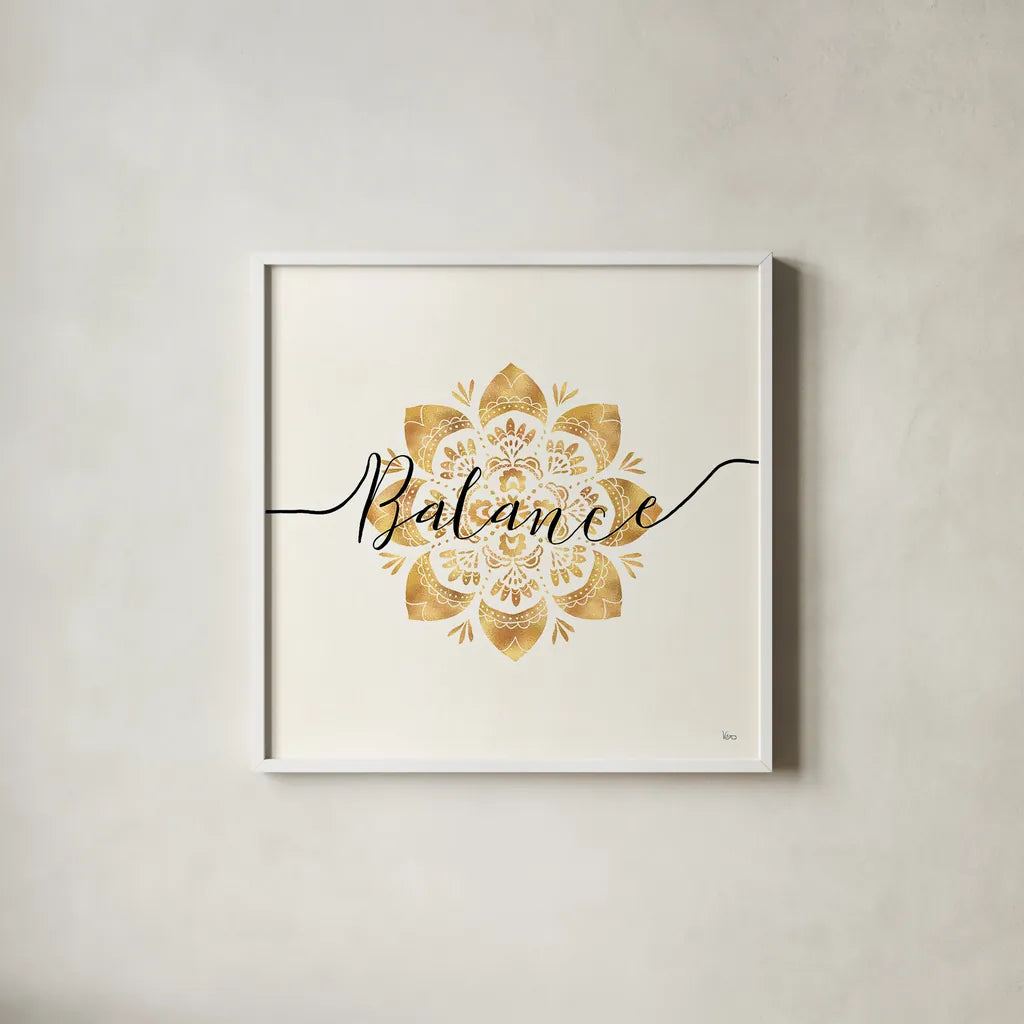 Namaste IV by Veronique Charron. Shown in a crisp white glass frame for a clean and minimalist style. Available as an archival giclee rolled canvas, fine art paper, or poster print. SKU 29871a.