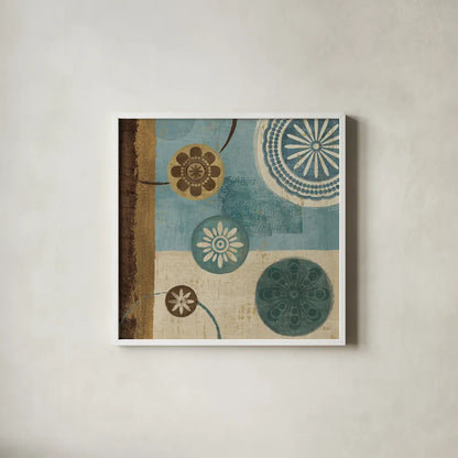 New Generation Blue II by Veronique Charron. Shown in a crisp white glass frame for a clean and minimalist style. Available as an archival giclee rolled canvas, fine art paper, or poster print. SKU 3901a.