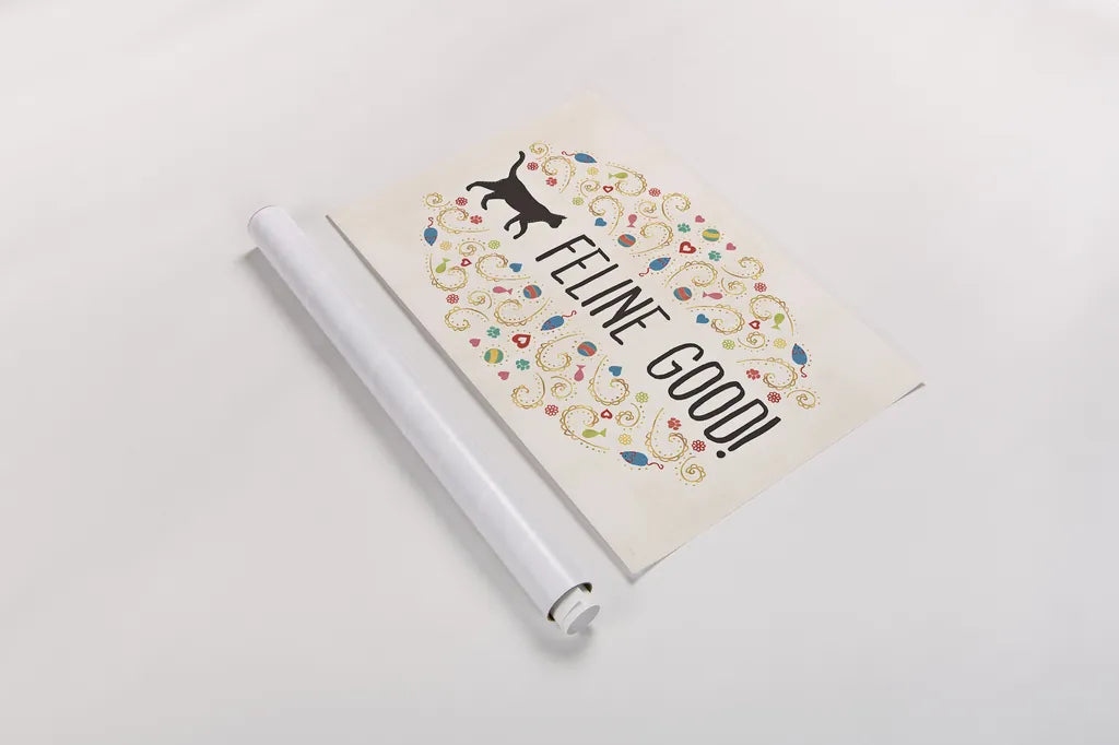 Otomi Cats I by Veronique Charron. shown as a rolled paper print. Available as archival giclee rolled canvas, fine art paper, or poster print. SKU 43835i.