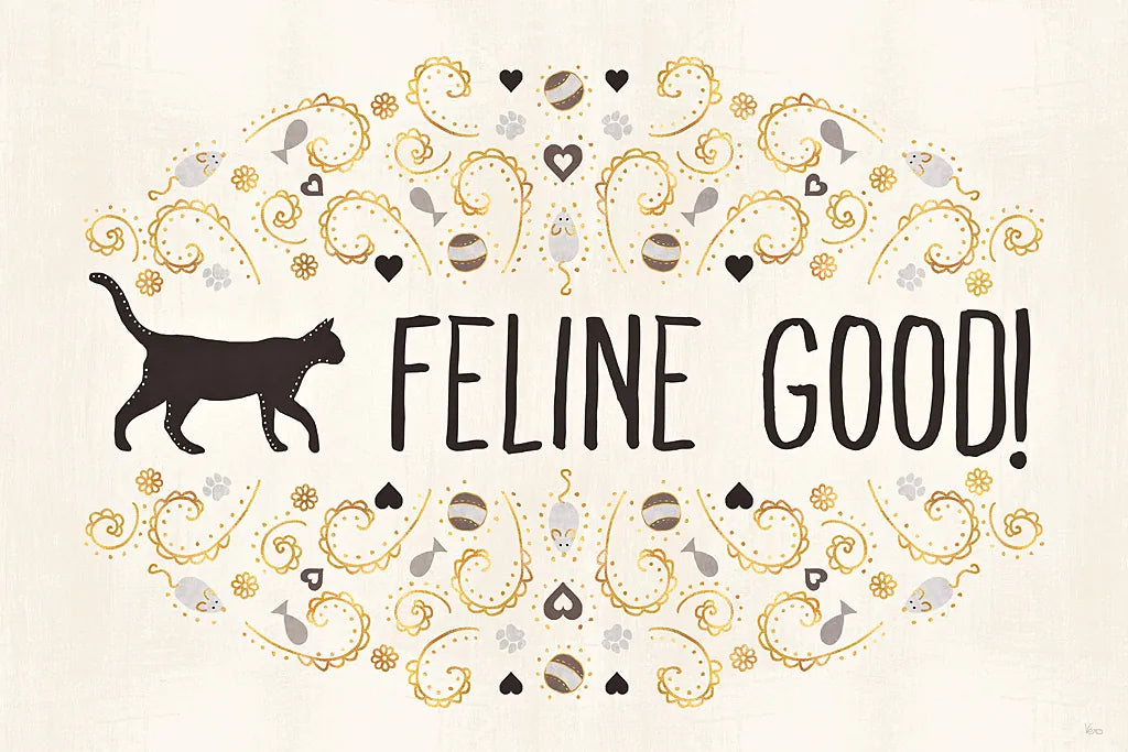 Otomi Cats I Neutral by Veronique Charron. SKU 43853i. Archival Giclee Fine art print for wall decor.