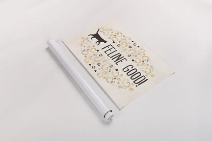 Otomi Cats I Neutral by Veronique Charron. shown as a rolled paper print. Available as archival giclee rolled canvas, fine art paper, or poster print. SKU 43853i.