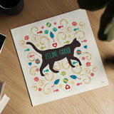 Otomi Cats II by Veronique Charron. Shown as a detailed flat fine art print, highlighting archival giclee quality. Available as an archival giclee rolled canvas, fine art paper, or poster print. SKU 43836a.