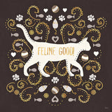 Otomi Cats II Dark Neutral by Veronique Charron. SKU 43848a. Archival Giclee Fine art print for wall decor.
