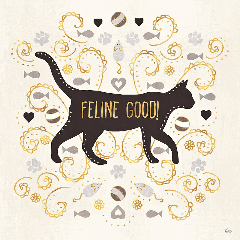 Otomi Cats II Neutral by Veronique Charron. SKU 43854a. Archival Giclee Fine art print for wall decor.