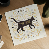 Otomi Cats II Neutral by Veronique Charron. Shown as a detailed flat fine art print, highlighting archival giclee quality. Available as an archival giclee rolled canvas, fine art paper, or poster print. SKU 43854a.