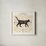 Otomi Cats II Neutral by Veronique Charron. Shown in a crisp white glass frame for a clean and minimalist style. Available as an archival giclee rolled canvas, fine art paper, or poster print. SKU 43854a.