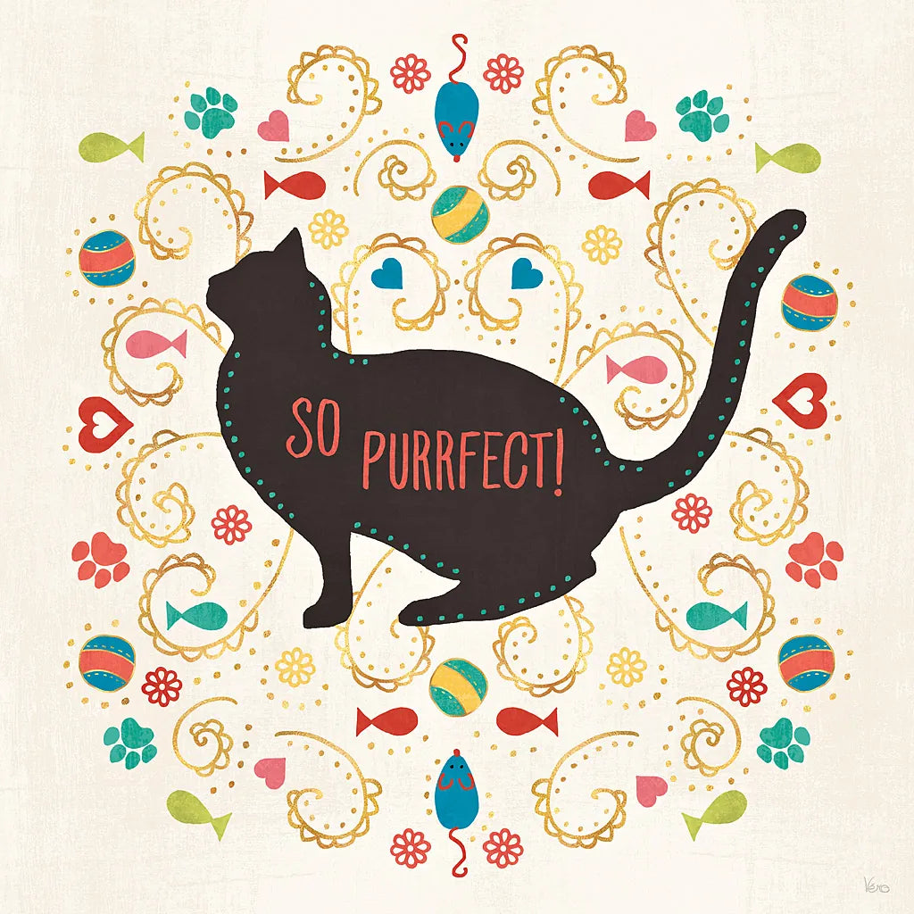 Otomi Cats III by Veronique Charron. SKU 43837a. Archival Giclee Fine art print for wall decor.