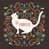 Otomi Cats III Dark by Veronique Charron. SKU 43843a. Archival Giclee Fine art print for wall decor.