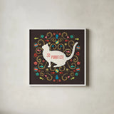 Otomi Cats III Dark by Veronique Charron. Shown in a crisp white glass frame for a clean and minimalist style. Available as an archival giclee rolled canvas, fine art paper, or poster print. SKU 43843a.