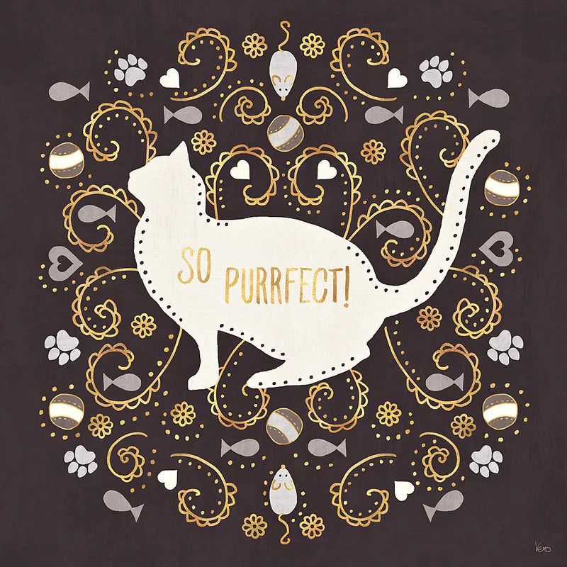 Otomi Cats III Dark Neutral by Veronique Charron. SKU 43849a. Archival Giclee Fine art print for wall decor.