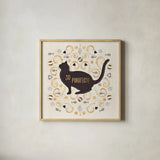 Otomi Cats III Neutral by Veronique Charron. Shown in a natural wood glass frame for a timeless modern aesthetic. Available as an archival giclee rolled canvas, fine art paper, or poster print. SKU 43855a.