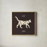 Otomi Cats IV Dark Neutral Loved by Veronique Charron. Shown in a natural wood glass frame for a timeless modern aesthetic. Available as an archival giclee rolled canvas, fine art paper, or poster print. SKU 52564a.