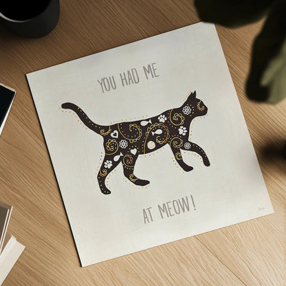 Otomi Cats IV Neutral by Veronique Charron. Shown as a detailed flat fine art print, highlighting archival giclee quality. Available as an archival giclee rolled canvas, fine art paper, or poster print. SKU 43856a.