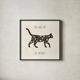 Otomi Cats IV Neutral by Veronique Charron. Shown in a sleek black glass frame for a contemporary gallery look. Available as an archival giclee rolled canvas, fine art paper, or poster print. SKU 43856a.