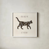 Otomi Cats IV Neutral by Veronique Charron. Shown in a crisp white glass frame for a clean and minimalist style. Available as an archival giclee rolled canvas, fine art paper, or poster print. SKU 43856a.
