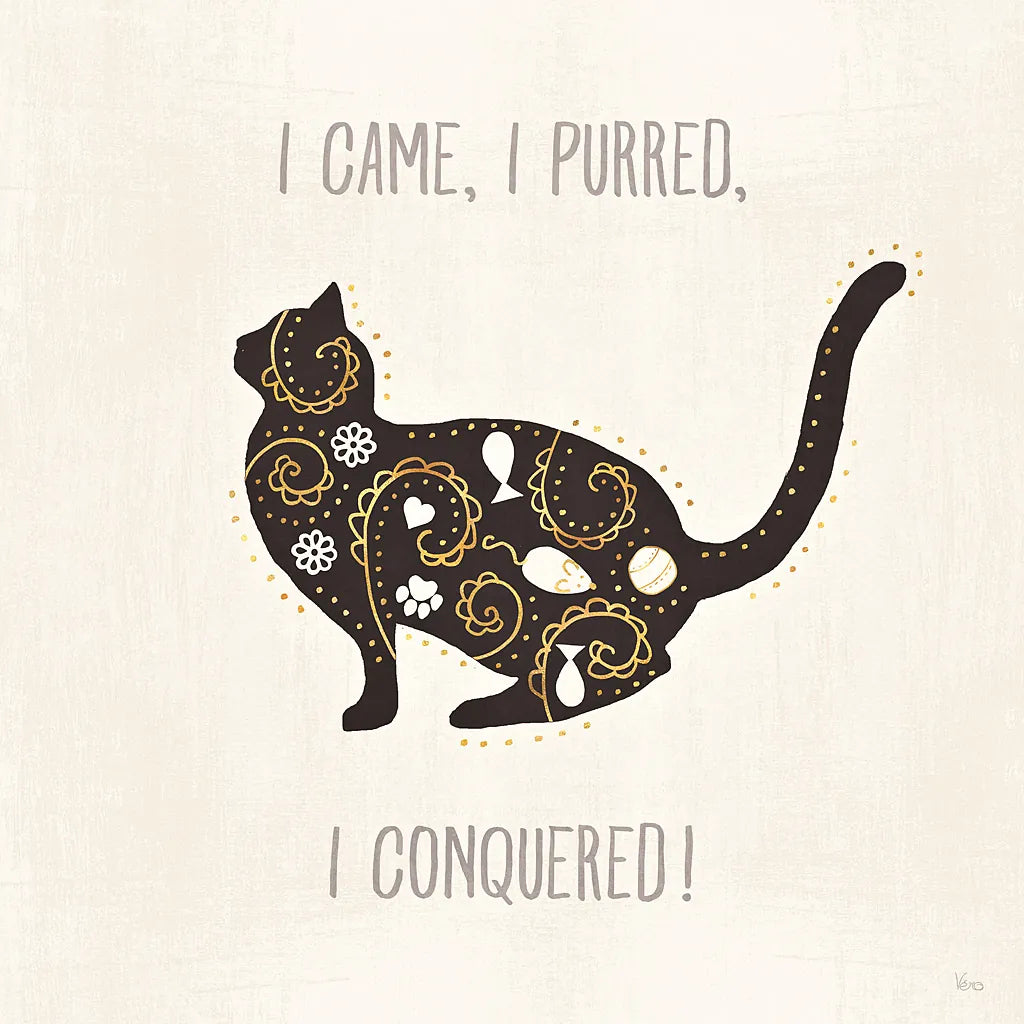 Otomi Cats V Neutral by Veronique Charron. SKU 43857a. Archival Giclee Fine art print for wall decor.