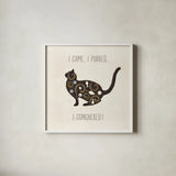 Otomi Cats V Neutral by Veronique Charron. Shown in a crisp white glass frame for a clean and minimalist style. Available as an archival giclee rolled canvas, fine art paper, or poster print. SKU 43857a.