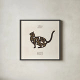 Otomi Cats V Neutral Missed by Veronique Charron. Shown in a sleek black glass frame for a contemporary gallery look. Available as an archival giclee rolled canvas, fine art paper, or poster print. SKU 52565a.