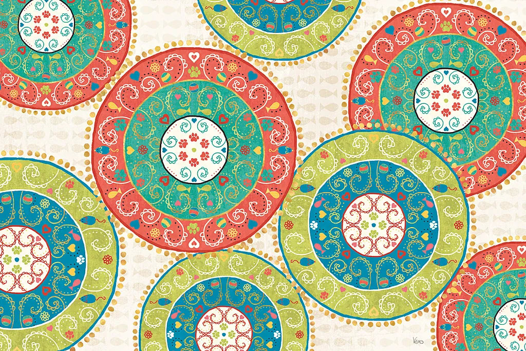 Otomi Cats VI by Veronique Charron. SKU 43840i. Archival Giclee Fine art print for wall decor.