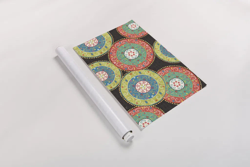 Otomi Cats VI Dark by Veronique Charron. shown as a rolled paper print. Available as archival giclee rolled canvas, fine art paper, or poster print. SKU 43846i.