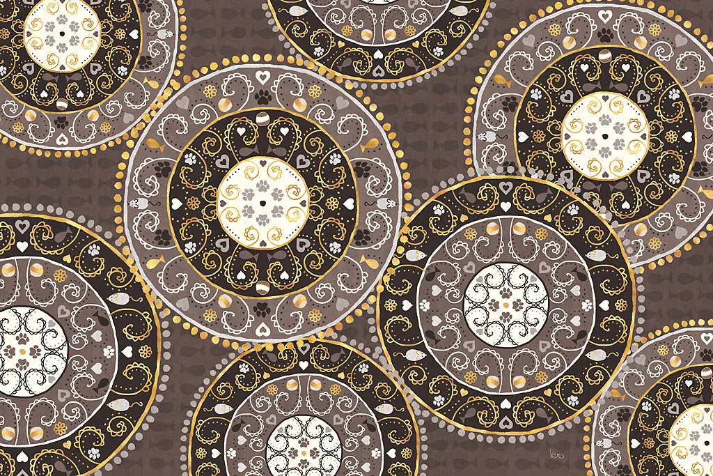 Otomi Cats VI Dark Neutral by Veronique Charron. SKU 43852i. Archival Giclee Fine art print for wall decor.