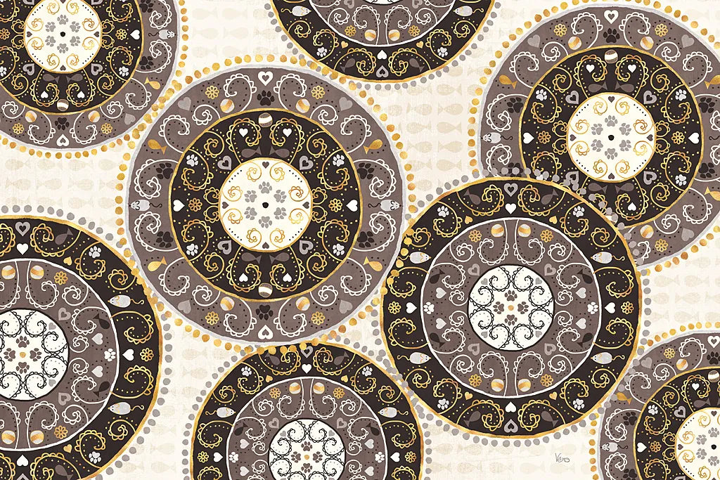 Otomi Cats VI Neutral by Veronique Charron. SKU 43858i. Archival Giclee Fine art print for wall decor.