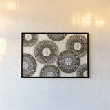 Otomi Cats VI Neutral by Veronique Charron. shown as a paper print in a black flame. Available as a archival giclee rolled canvas, fine art paper, or poster print. SKU 43858i.