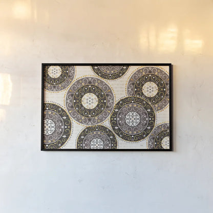 Otomi Cats VI Neutral by Veronique Charron. shown as a paper print in a black flame. Available as a archival giclee rolled canvas, fine art paper, or poster print. SKU 43858i.