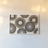 Otomi Cats VI Neutral by Veronique Charron. shown as a paper print in a white frame. Available as a archival giclee rolled canvas, fine art paper, or poster print. SKU 43858i.