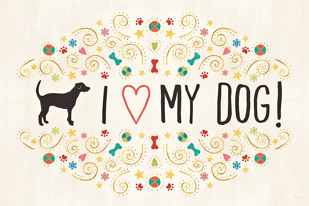 Otomi Dogs I by Veronique Charron. SKU 44027i. Archival Giclee Fine art print for wall decor.