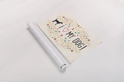 Otomi Dogs I by Veronique Charron. shown as a rolled paper print. Available as archival giclee rolled canvas, fine art paper, or poster print. SKU 44027i.