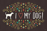 Otomi Dogs I Dark by Veronique Charron. SKU 44033i. Archival Giclee Fine art print for wall decor.
