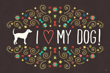 Otomi Dogs I Dark by Veronique Charron. SKU 44033i. Archival Giclee Fine art print for wall decor.