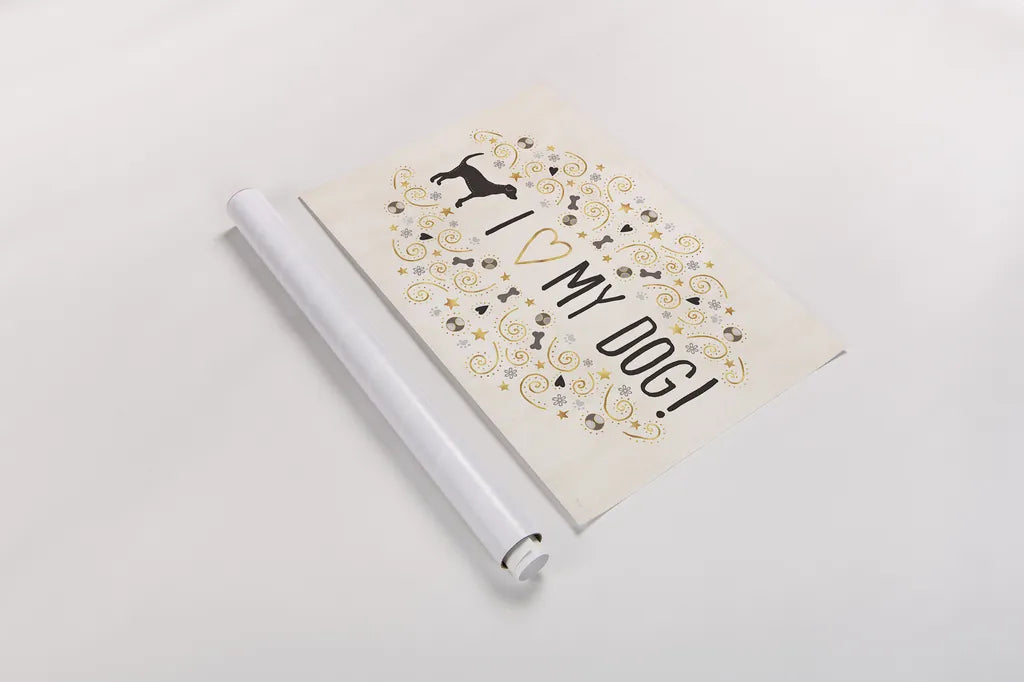 Otomi Dogs I Neutral by Veronique Charron. shown as a rolled paper print. Available as archival giclee rolled canvas, fine art paper, or poster print. SKU 44045i.