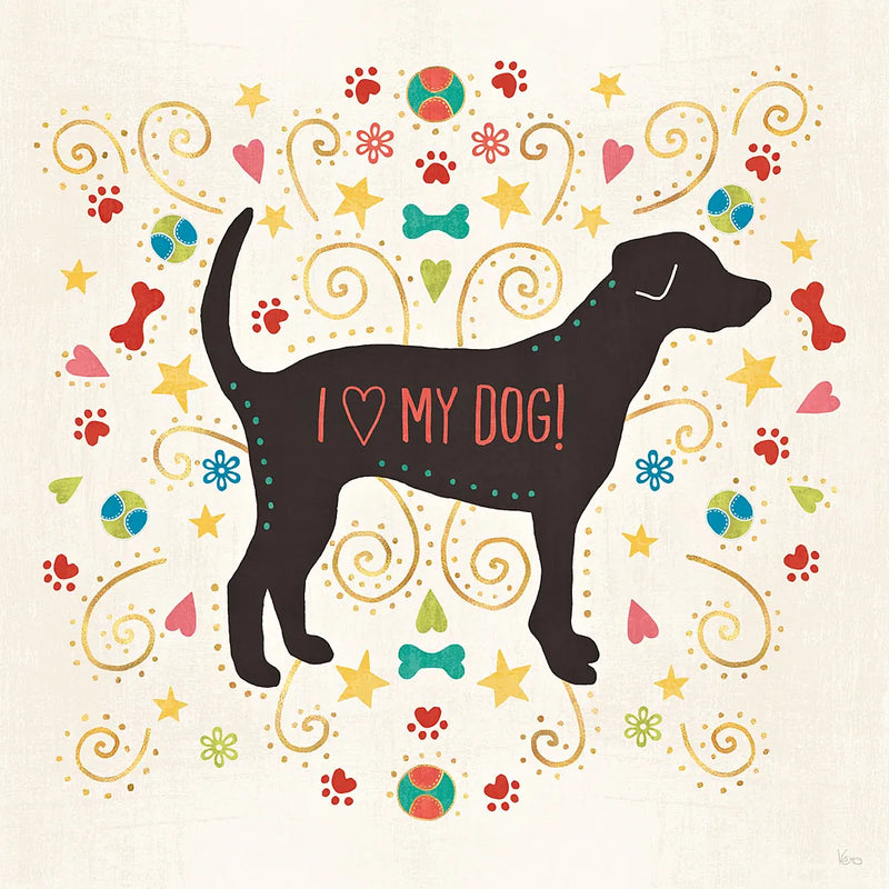 Otomi Dogs II by Veronique Charron. SKU 44028a. Archival Giclee Fine art print for wall decor.