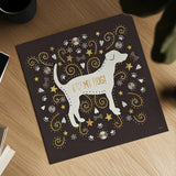 Otomi Dogs II Dark Neutral by Veronique Charron. Shown as a detailed flat fine art print, highlighting archival giclee quality. Available as an archival giclee rolled canvas, fine art paper, or poster print. SKU 44040a.