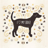 Otomi Dogs II Neutral by Veronique Charron. SKU 44046a. Archival Giclee Fine art print for wall decor.