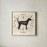 Otomi Dogs II Neutral by Veronique Charron. Shown in a natural wood glass frame for a timeless modern aesthetic. Available as an archival giclee rolled canvas, fine art paper, or poster print. SKU 44046a.